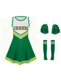 Green [dress + hand flowers + stockings]