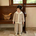 Girls' knitted sweater two-piece set - new autumn/winter collection - striped pants outfit for baby girls