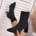 autumn new arrival: plus size chunky heel flyknit boots for women (sizes 36-43) - perfect for cross-border e-commerce, , and  dropshipping