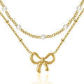 Double-layered pearl necklace for women stylishelegancecasual natural stone beaded clavicle chain fashionclassy sense necklace