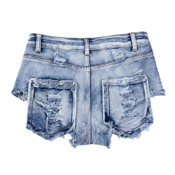 9030 #2024 New Sexy European and American  Rough Edge High Waist Skinny Jeans Denim Shorts Women