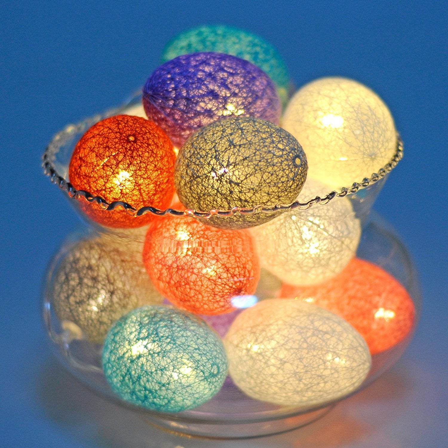 2023 Cross-border Easter Egg Light String Thai Cotton Thread Ball Small Color Light Battery Color Egg Light Creative