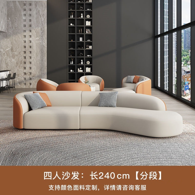 Minimalist hotel lobby, grand hall, vip lounge, reception area, sales & negotiation lounge, living room curved leather sofa