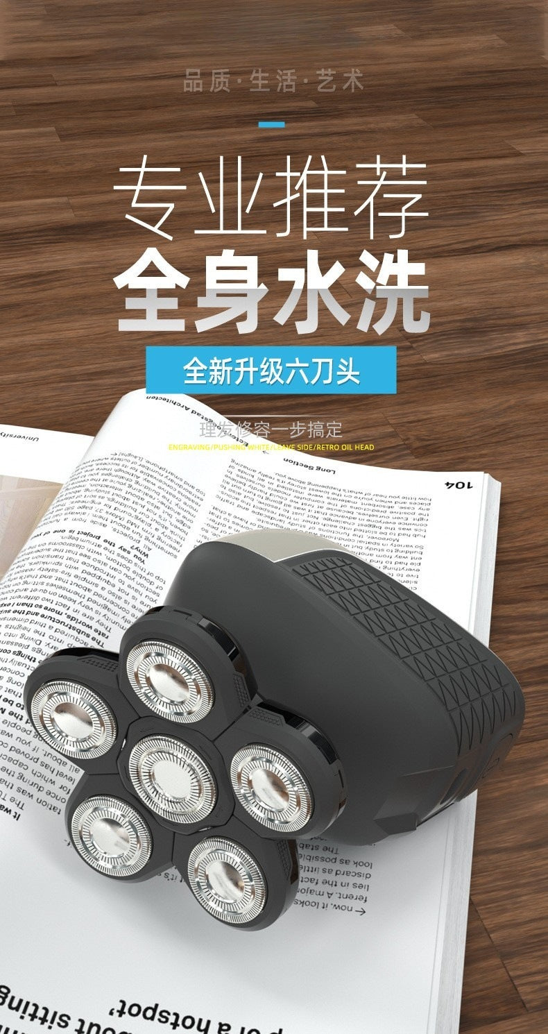 New arrival electric shaver, bald shaver, six-head shaving, self-service rechargeable razor, 8w efficient shaving