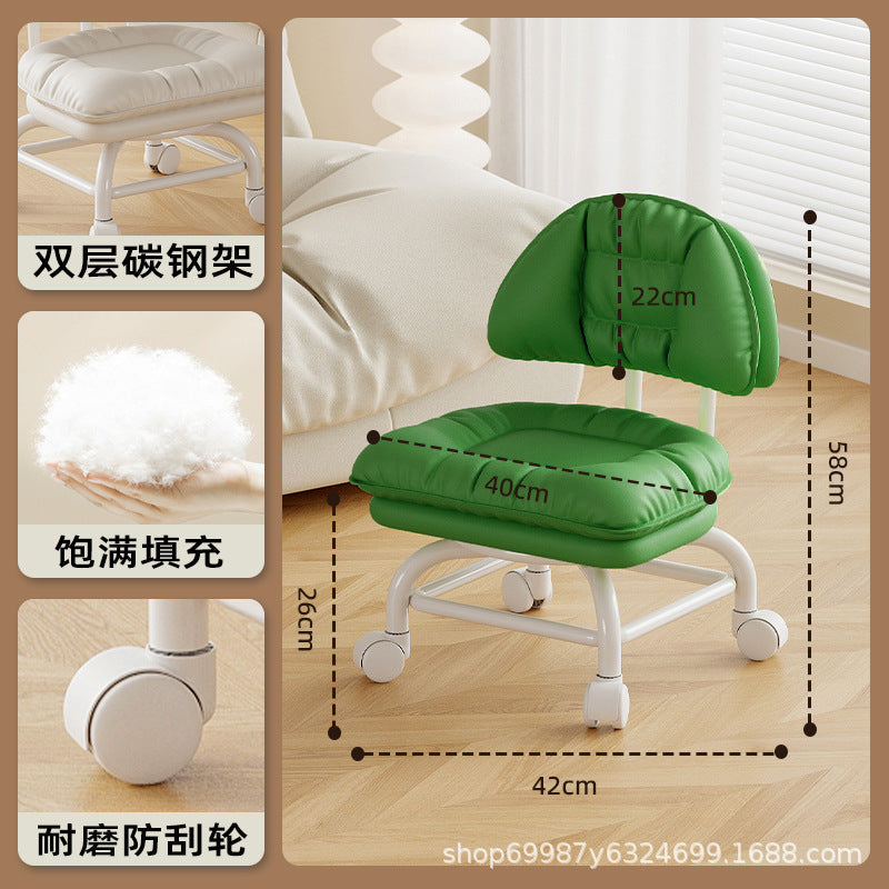Raised universal wheel, small stool, silent backrest chair, pulley, low stool with baby bench, beautiful seam stool, shoe change household