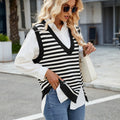 Fashion cross-border export women's clothing new arrival  independent station casual v-neck slit sweater vest vest