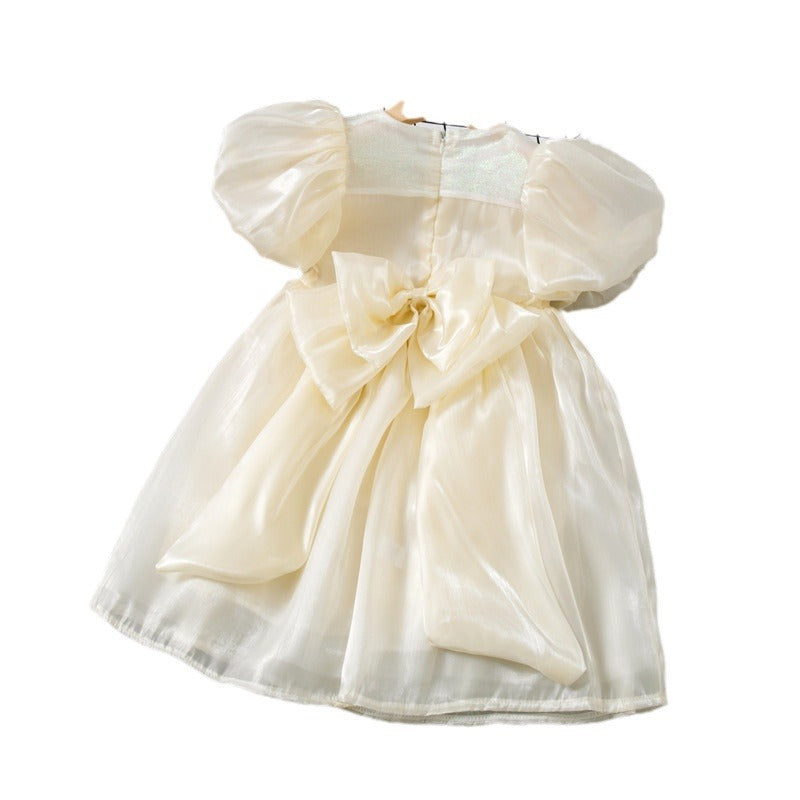 Girls' summer new collection dress  - baby girl bowknot tutu dress - birthday party dress - puff sleeve princess dress