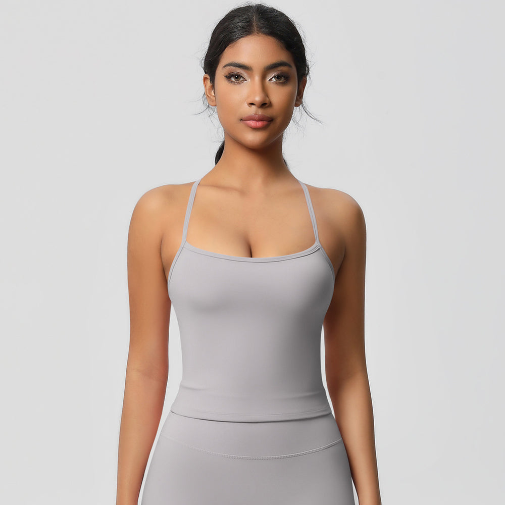 Shockproof push-up strappy back yoga bra - quick-dry, breathable, compression top - running & fitness sports tank top for women
