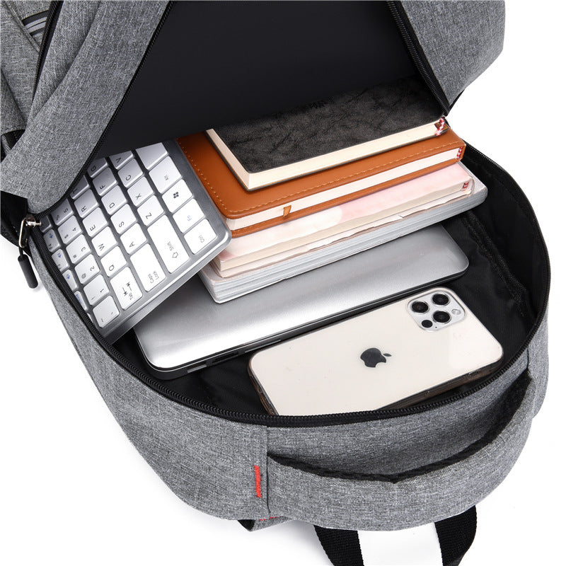 New large-capacity simple and fashionable student schoolbag business computer backpack solid color original portable schoolbag