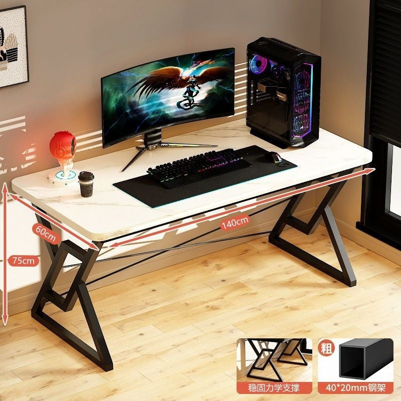 Desk, bedroom, gaming desk, study/writing desk, computer desk with cable management, wide desktop, thickened and reinforced table