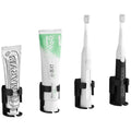 Black electric toothbrush holder - no drilling required, bathroom wall-mounted toothbrush rack, wall-mounted toothpaste dispenser, household organizer