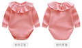 Girls' european and american style spring/autumn long-sleeve ruffle solid color romper jumpsuit outfit