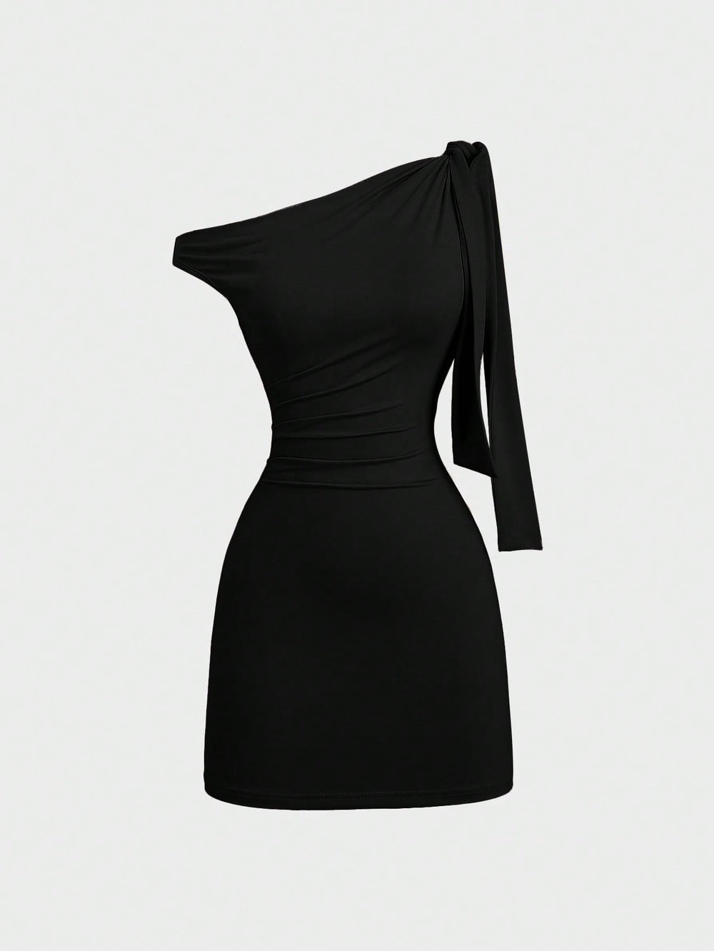 European and american style hot girl cross-border new solid color one-shoulder sleeveless patchwork tie-up bodycon mini dress for women