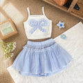 Baby clothing kids set children outfit white camisole + blue stripes