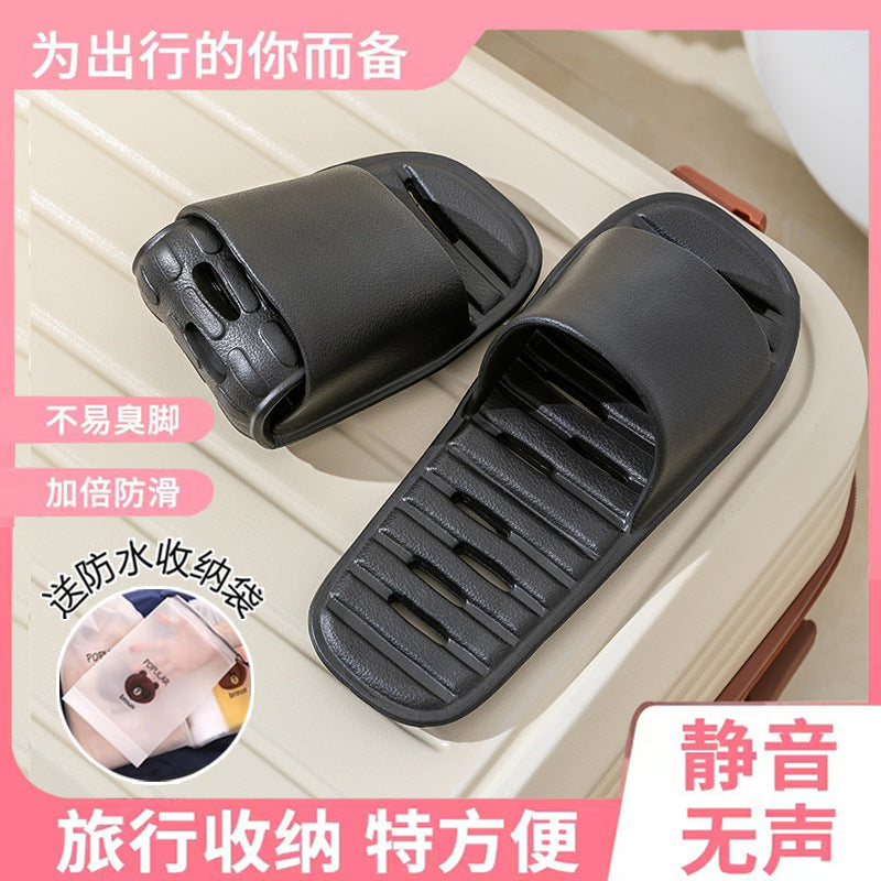 Hotel business trip foldable leaky slippers for women home indoor travel handy gadget bathroom non-slip quick-drying slippers