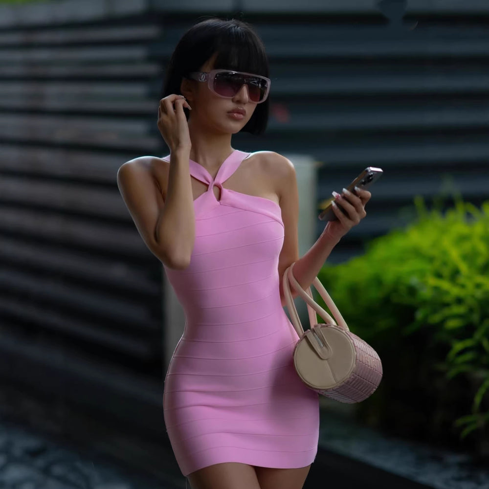 fashionnew arrivalexportfashionpure color bandage u elastic pit strip short-sleeved silm suspender dress