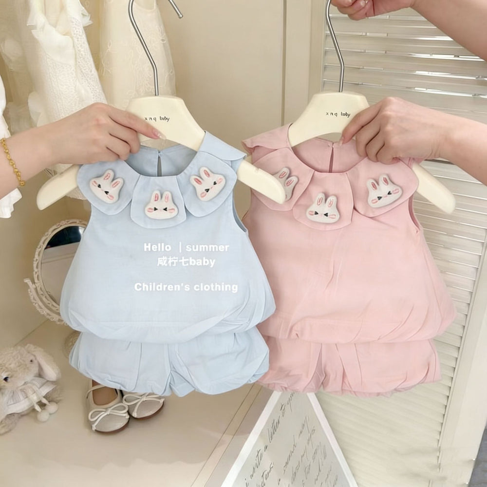 【dropshipping】girls' summer outfit set - fresh new style baby shorts princess two-piece top - kids' summer no-show