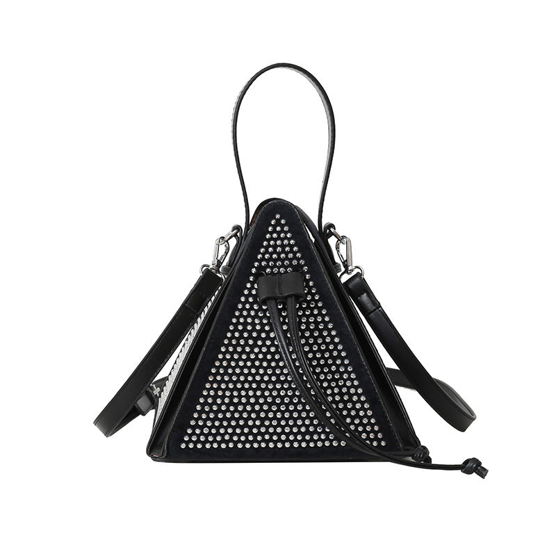 This year's popular women's bags: 2025 new korean-style fashionable studded, trendy, hand-held, crossbody, triangular small square bags