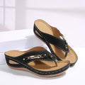Temu cross-border new arrivalplus size women's wedge sandals fashion style gridscasualplaid polyurethane bottom