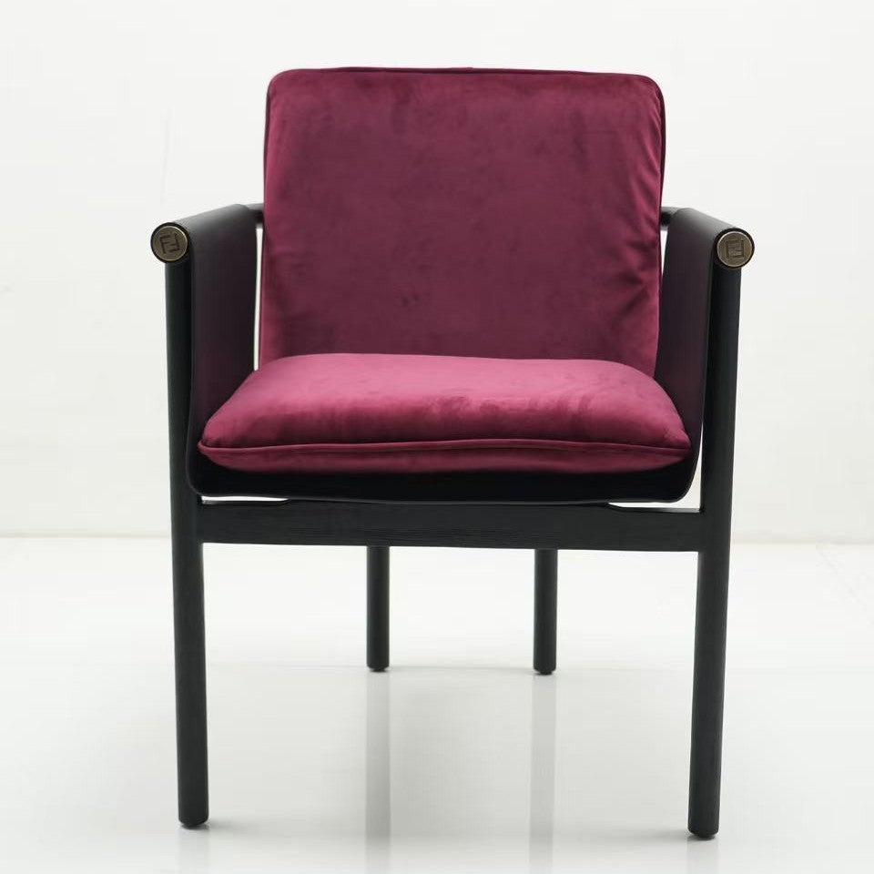Fabric dining chair villa restaurant saddle leather single chair for home solid wood armrest desk chair restaurant for home chair