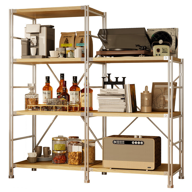 Wood style storage rack for homefloor-standing multi-layer storage rack sweeping robot washing machine under the air high stand