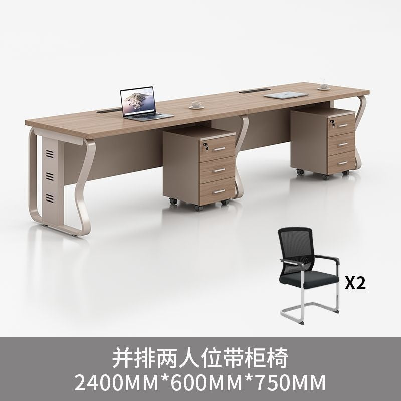 Computer desk and chair set - modern minimalist conference table for meetings, partitioned multi-person office desk for employees
