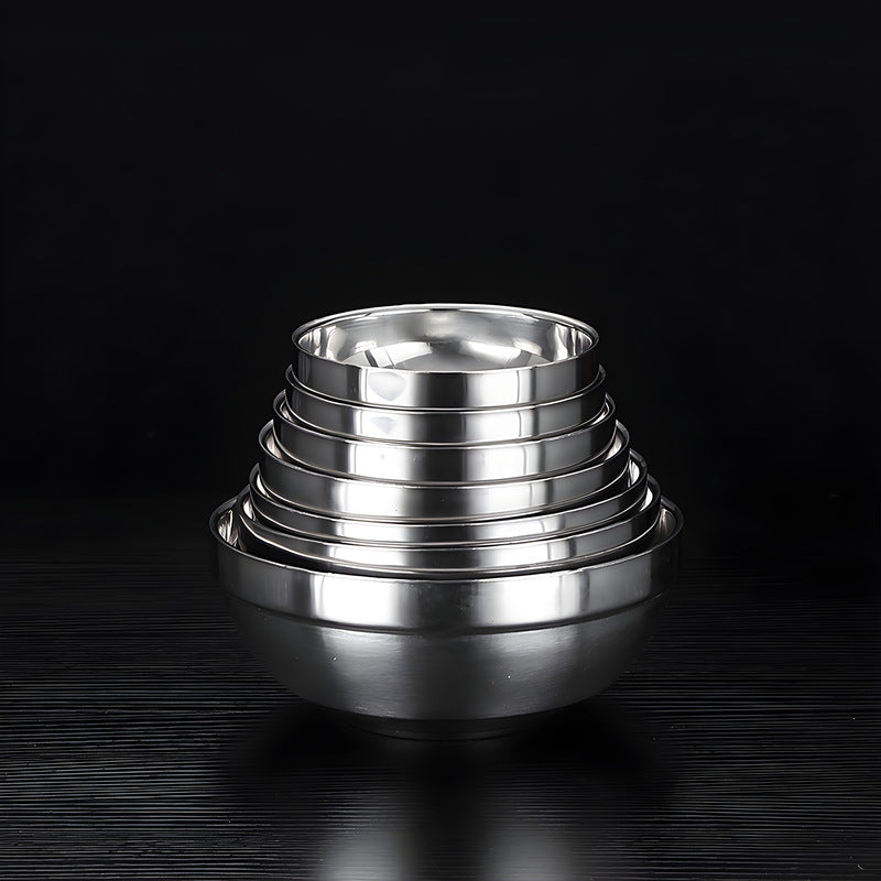 Thickened double-layer platinum bowl, 304 stainless steel children's rice bowl, insulated instant noodle bowl, student canteen ramen bowl, soup bowl