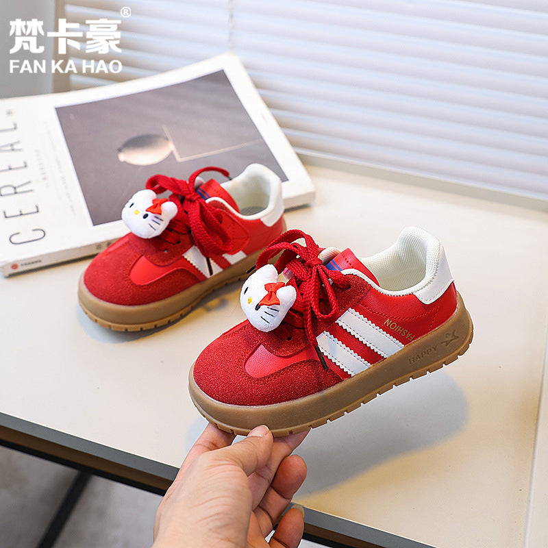 Fankahao spring festival new shoes  spring & fall new arrivalk-stylegirlkitty cat casual sneakers kids german training shoes