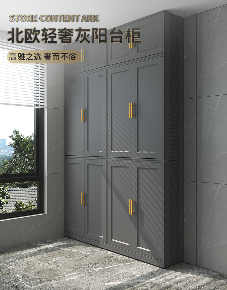 [Customized] Balcony storage cabinet, locker, sunscreen, household high cabinet to top bay window, sundry cabinet, waterproof laundry cabinet
