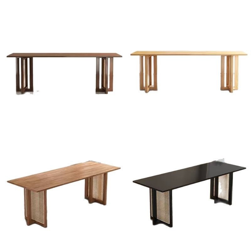 Nordic solid wood rattan dining table and chair set - compact, minimalist design for home, restaurant, or b&b - rectangular dining table