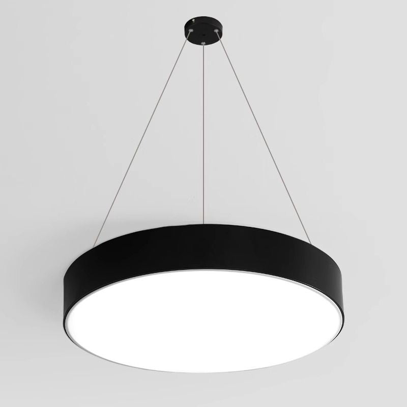 Led round ring pendant light - industrial style lighting fixture for office, gym, store, and hallway
