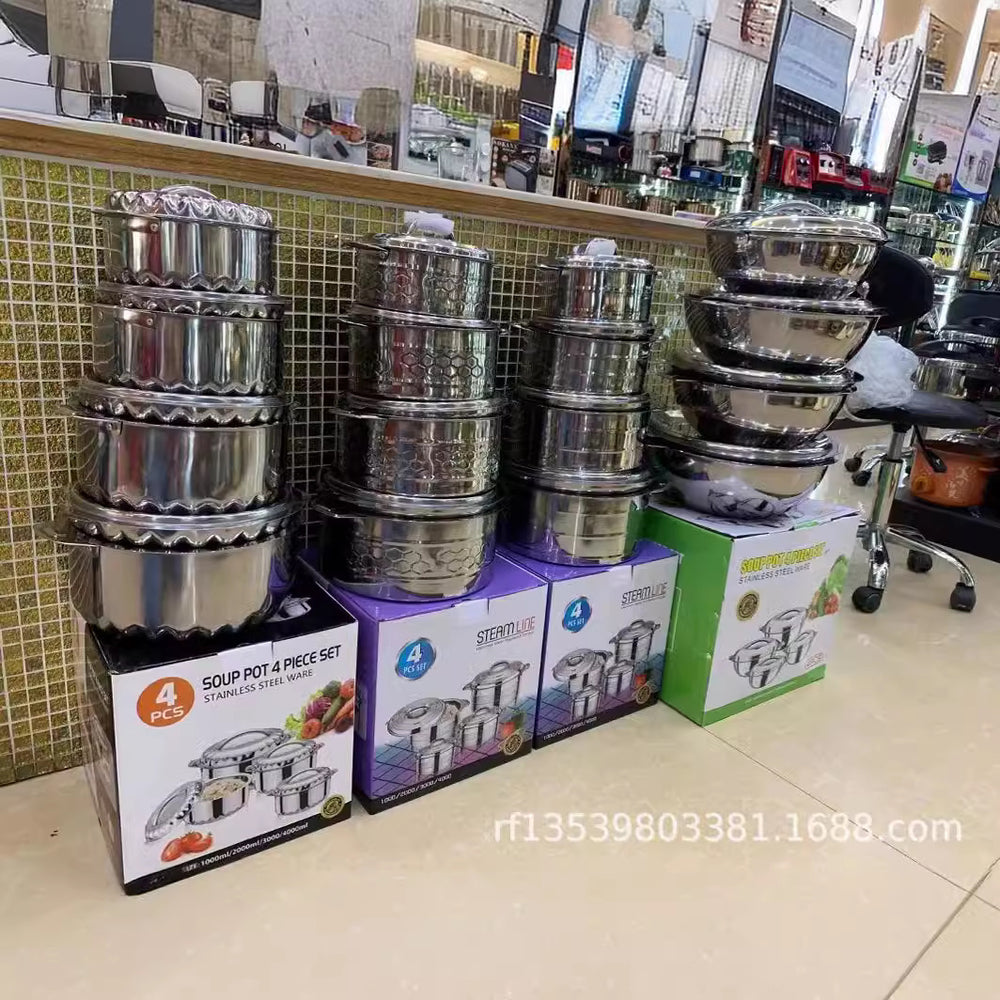 stainless steel foreign trade insulation box soup pot 4pcs 7 pcs 8pcs piece set