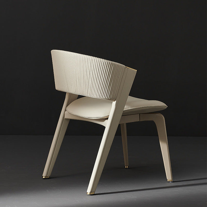 High-end cc dining chair: italian minimalist, light luxury, genuine leather backrest, designer luxury stone dining table and chairs