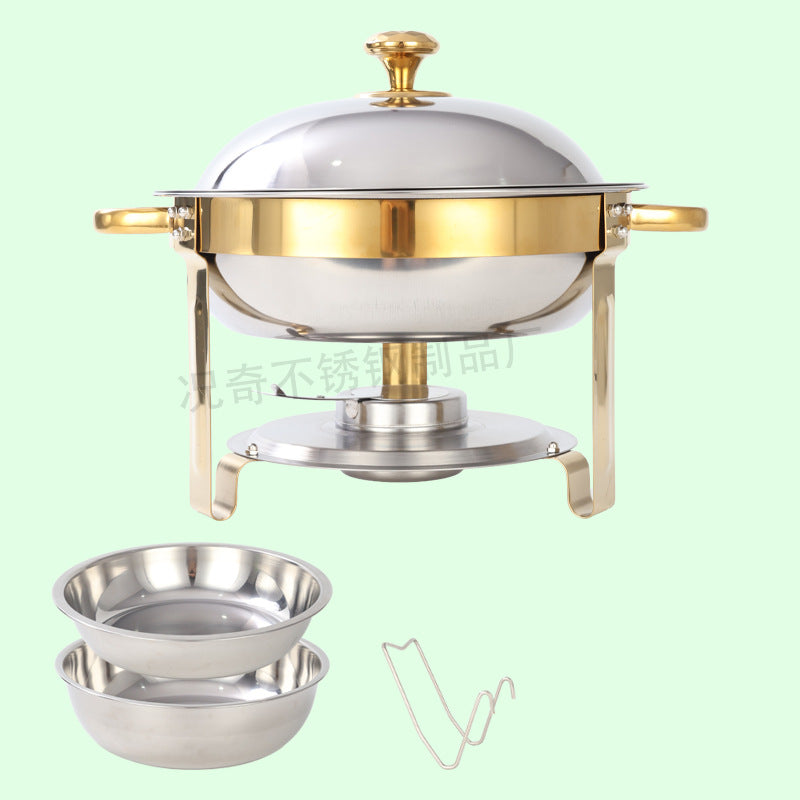 5qt stainless steel gold round furnace insulation buffet furnace suitchafingdishbuffetsetcross-border