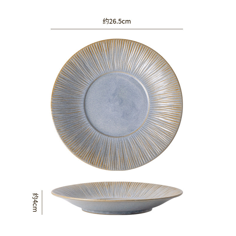 Vintage-inspired, rustic stoneware ceramic deep plate – perfect for restaurants and hotels. a high-end, visually appealing dish for desserts, soups, creative plating, steaks, and western cuisine