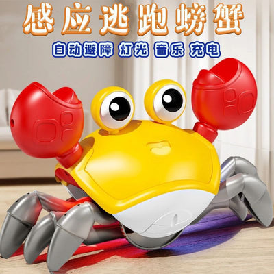 Rechargeable automatic induction charging electric escape crab with lights and music - realistic crawling toy for boys and girls - hot seller for street vendors