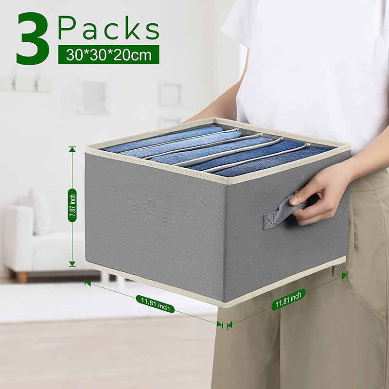 Pants storage artifact, household wardrobe, layered clothes, sorted boxes, folding drawers, clothing storage boxes