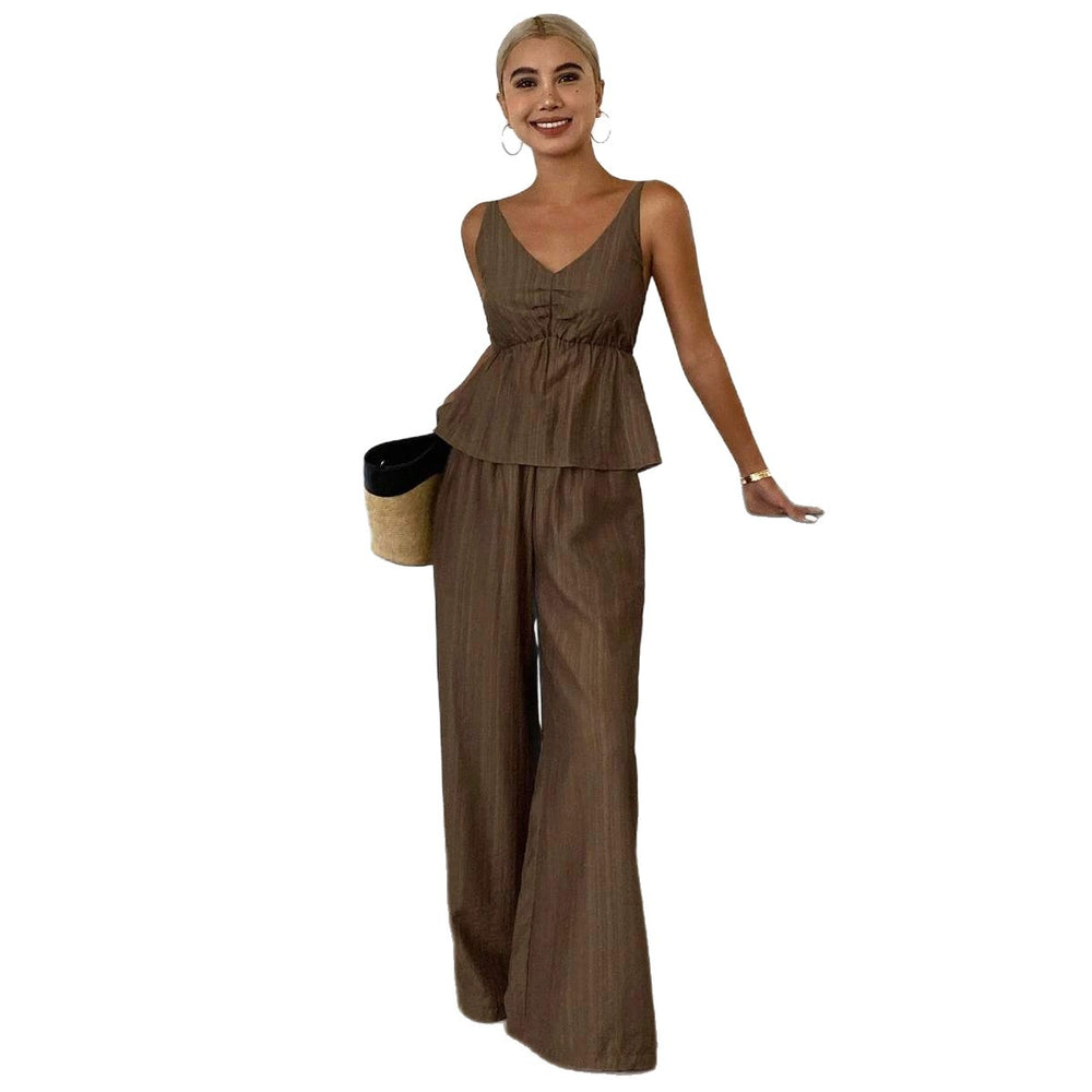 Ice silk fashion suit for women  summer new style covering meat slimming look short sleeve jumpsuit
