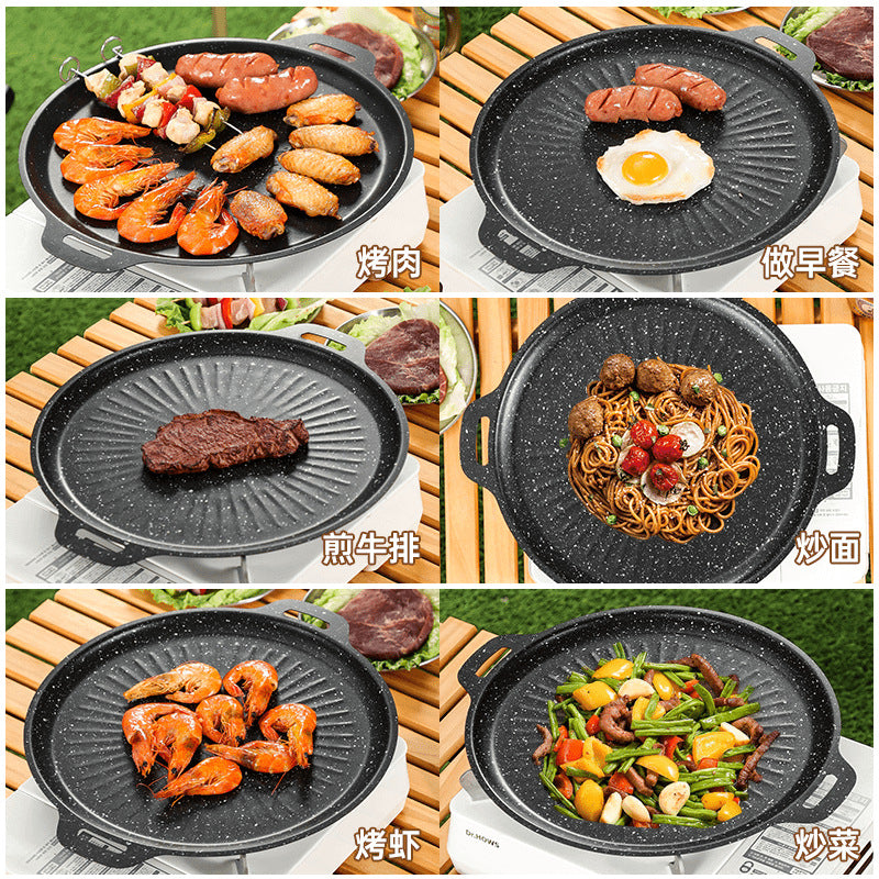 Medical stone round baking dish outdoor camping style barbecue plate commercial korean style barbecue plate multi-functional neutral frying plate