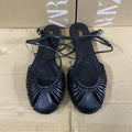 Za2025 spring new arrivals: women's gold-plated metal-effect hollow-out round-toe ankle strap sandals