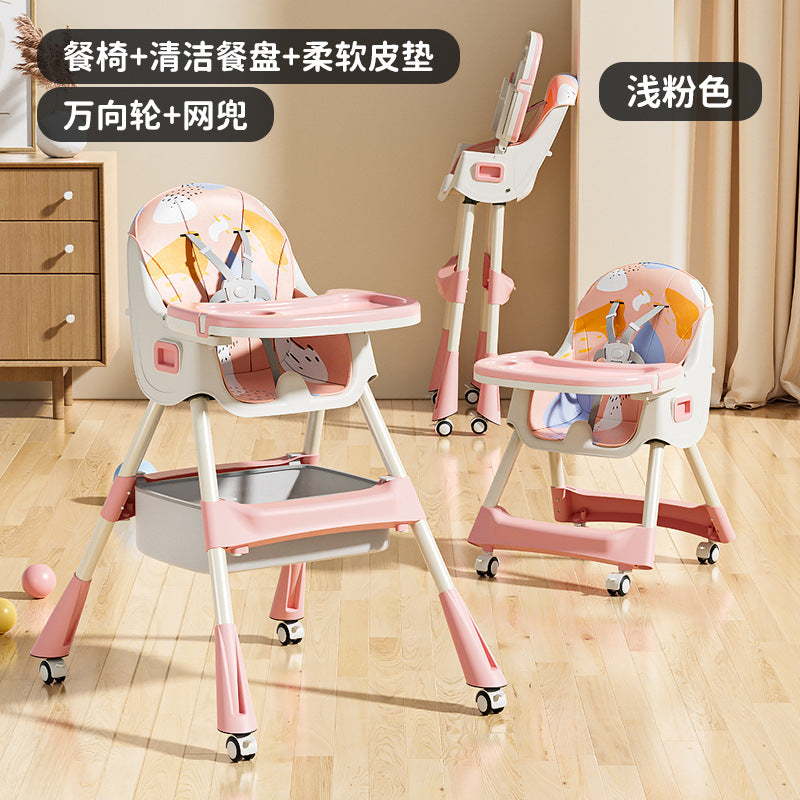 Baby high chair - foldable, portable, home use - infant learning seat for feeding - multifunctional dining chair for kids