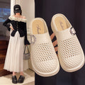 Baotou sandals for women 2025new arrivalretro woven baotou half slippers platform shoesthick sole slip-on cut out slippers