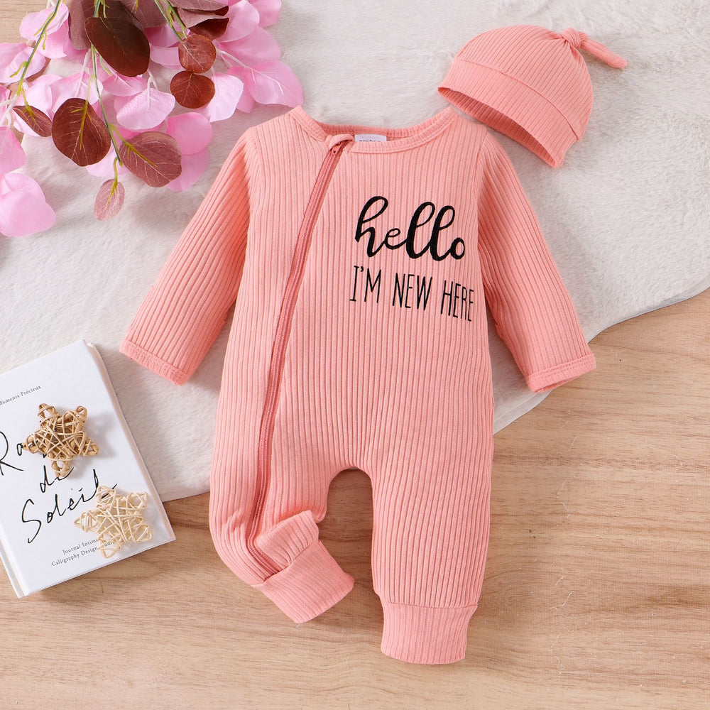 Amazon's new autumn and winter european and american newborn onesie letter printinglong sleeves multi-color bag butt hat two-piece set