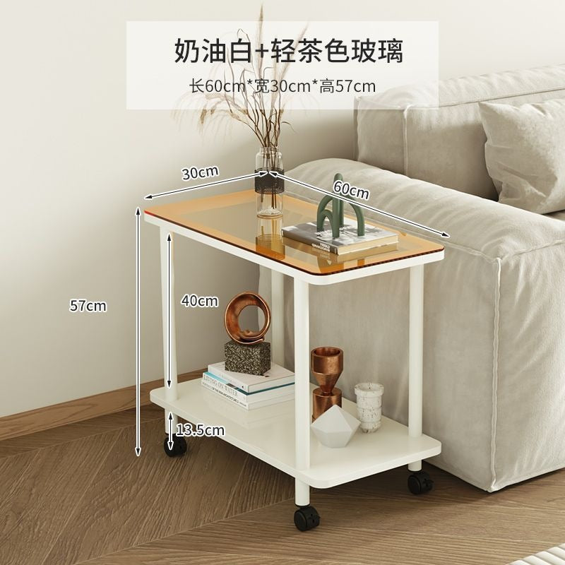 Movable small side table with slit storage rack, accessible luxury simple corner table, small table, sofa side coffee table, for home tea table