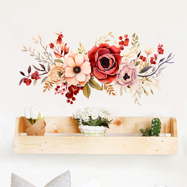Red pink light pink flower decoration sticker suitable for family kitchen car decoration  explosion sticker