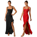 C7690 cross-border   fashion women's elegant sexy slit hem dress