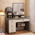 Four-drawer square mirror, misty gray finish, with light, 80cm