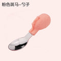 Wholesale baby stainless steel cutlery set: short-handled forks, spoons, silicone plates, and feeding utensil set for infants and toddlers