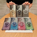 Samsung s25u butterfly glitter stand magnetic phone case, compatible with s26p, four-corner airbag anti-drop a07 protective cover