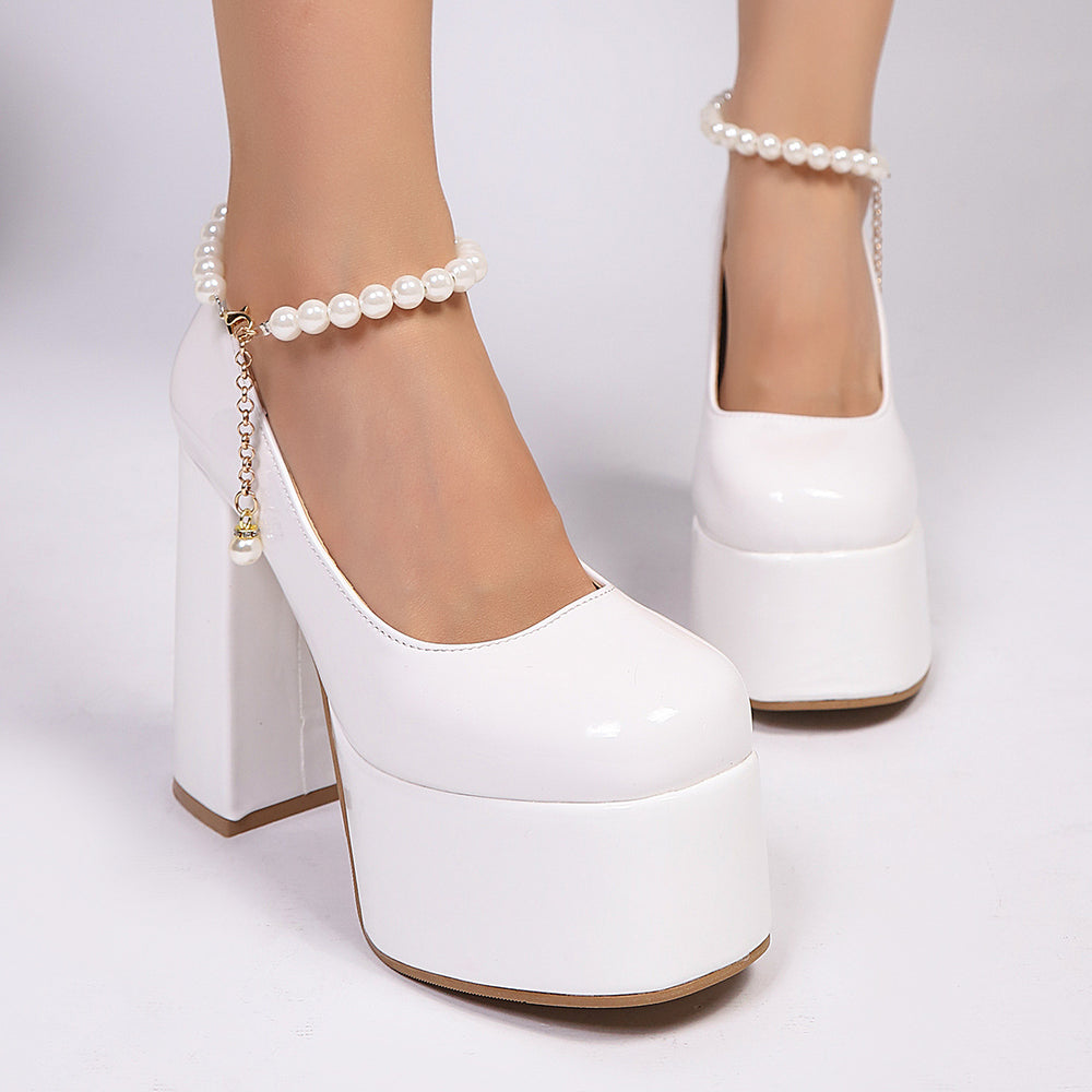 2026 spring new european and american style women's shoes - solid color platform chunky heel plus size pumps